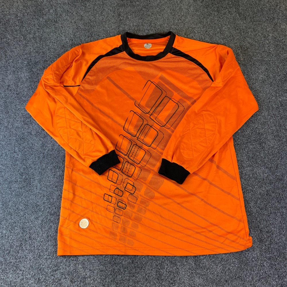 Century Goalkeeper Jersey Mens Large Orange Padded Elbows Graphic Soccer